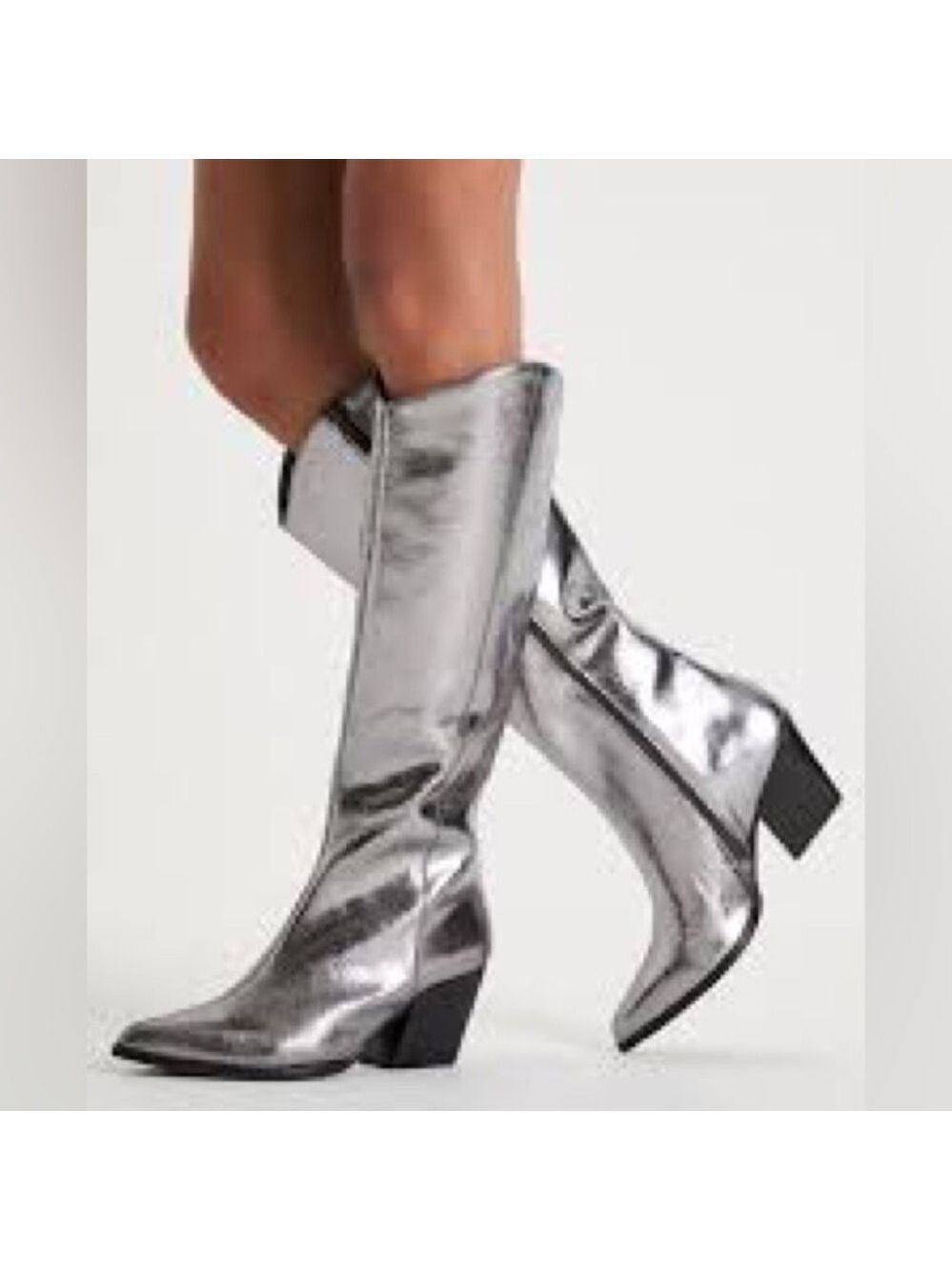 Seychelles Metallic Silver Knee-High Heeled Boots